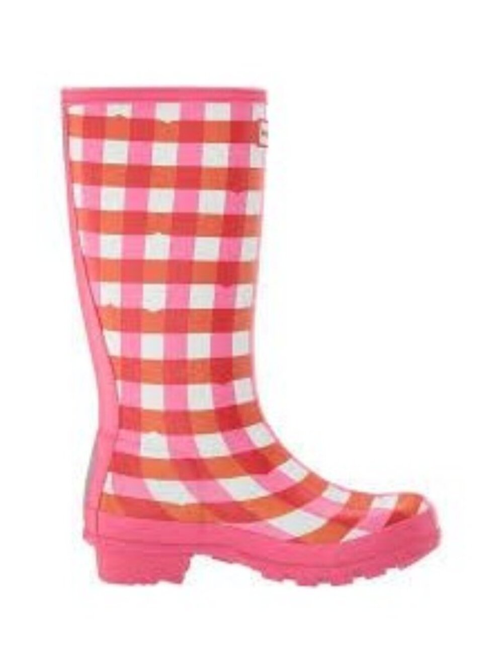Hunter Big Girls Pink Gingham Rain Boots, Size 5